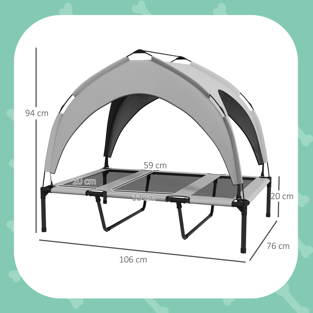 PawHut Cooling Raised Pet Bed W/ Washable Breathable Mesh, For Large Dogs, 106 X 76 X 94cm - Light Grey