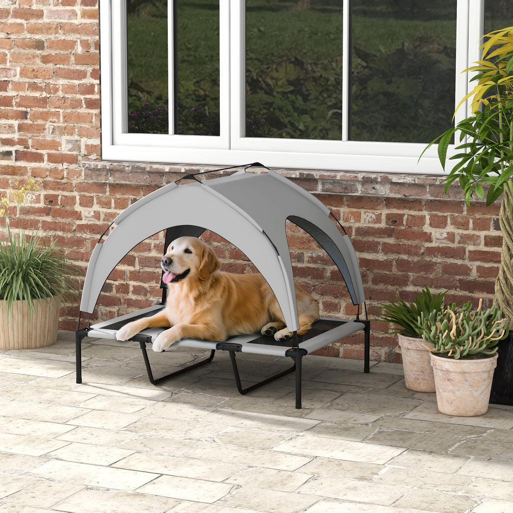 PawHut Cooling Raised Pet Bed W/ Washable Breathable Mesh, For Large Dogs, 106 X 76 X 94cm - Light Grey