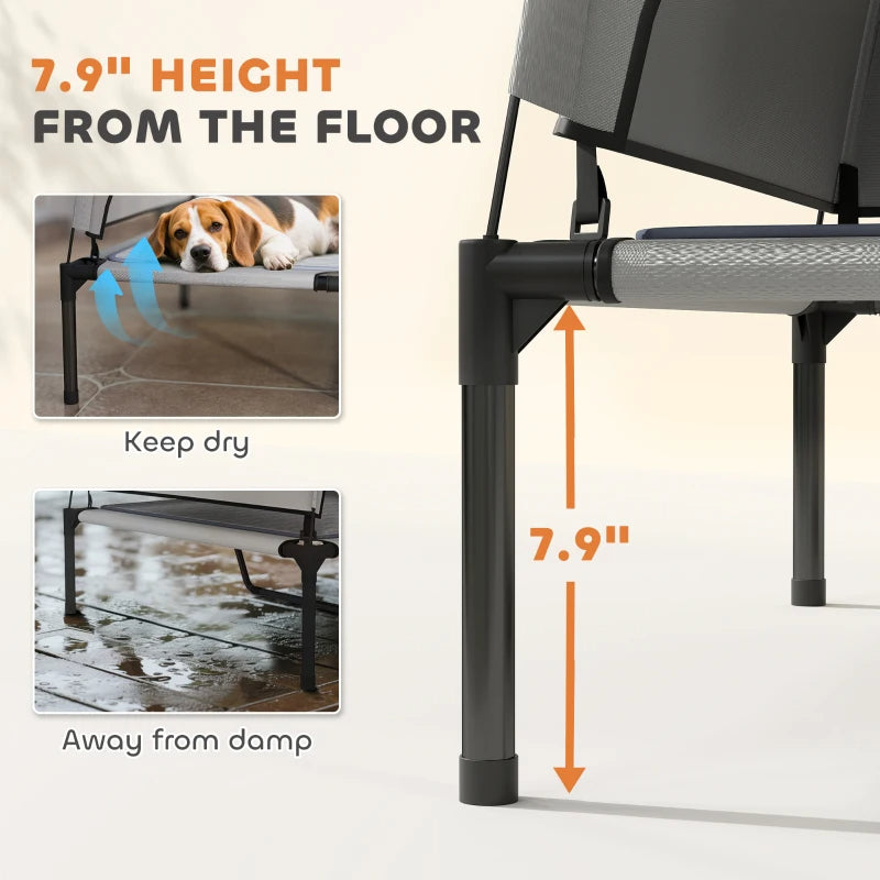 PawHut Elevated Dog Bed With Removable Canopy, Portable Outside Raised Pet Cot With Cooling Pad, Storage Bag,